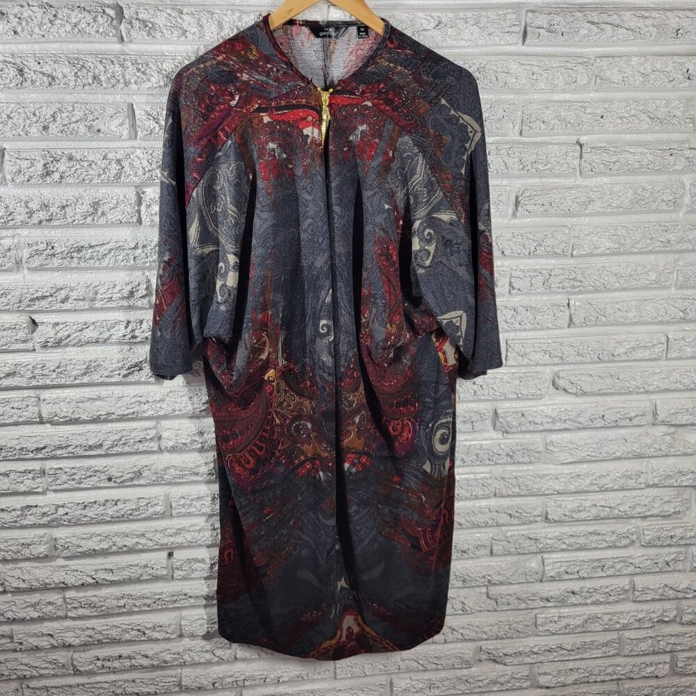 Mlle Gabrielle Women Dress 3X Plus Short Sleeve Gray Paisley Soft PAI1XE